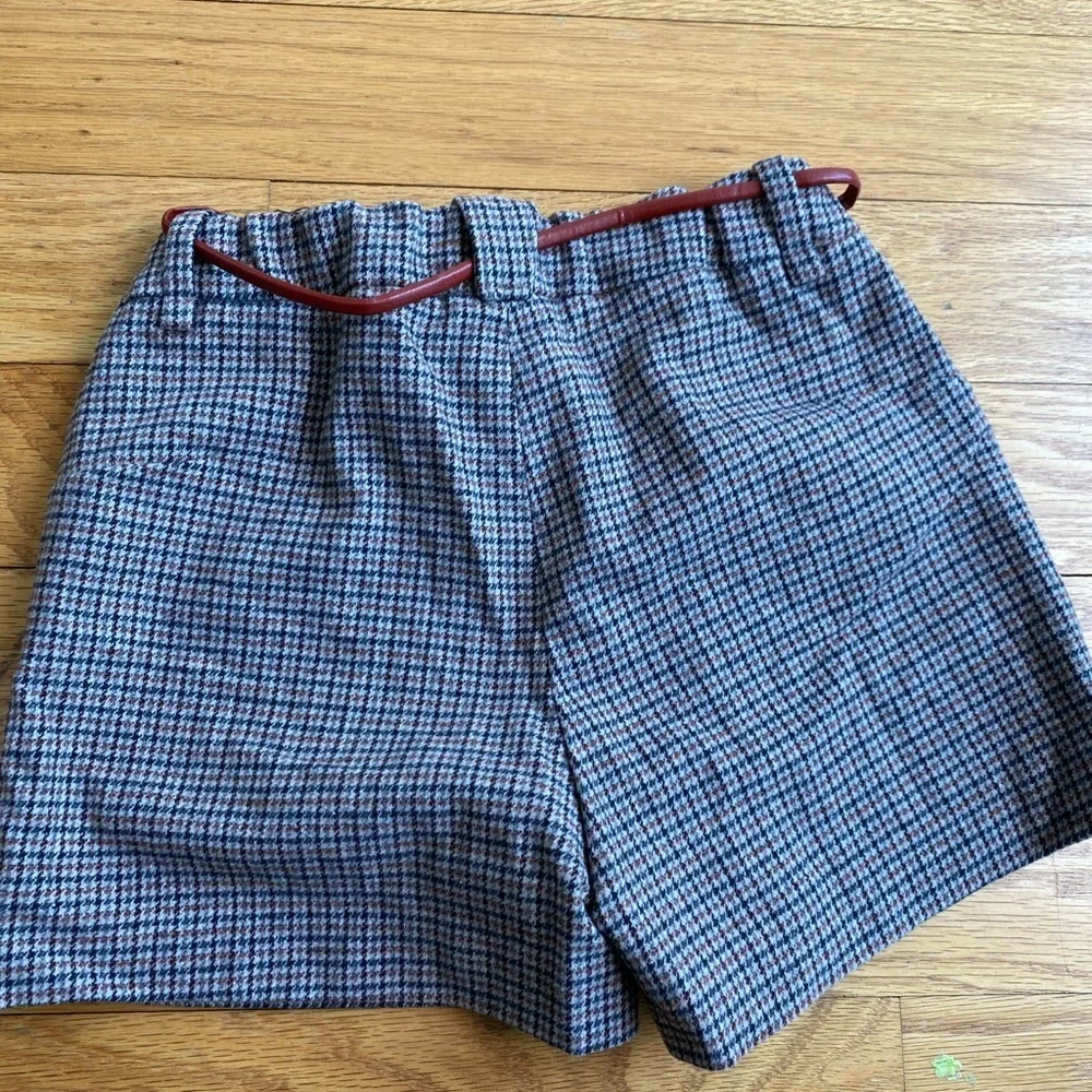 ZARA Girls Spain tweed belt shorts bottoms 7/8